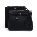 Hermes Herbag 40 MM 2 in 1 Black Canvas & Leather Shoulder Bag