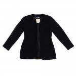 Vintage Chanel Black Wool Collarless Gold CC Logo Button Jacket -Size FR38-Fall 1993 Collection
