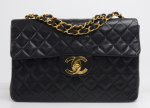 41 Chanel 13inch Maxi Jumbo Black Quilted Leather Shoulder Flap Bag