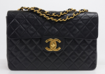 42 Chanel 13inch Maxi Jumbo Black Quilted Leather Shoulder Flap Bag
