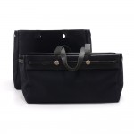 Hermes Herbag Cabas 2-in-1 Size 40 Black Canvas Leather Tote Bag
