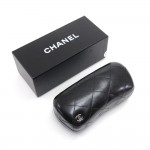 Chanel Black Quilted Sunglasses Case & Box