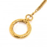 Vintage Chanel Gold Tone Round Magnifying Glass Chain Necklace