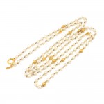 Vintage Chanel Imitation Baroque Pearl & Gold-tone Circle Long Necklace