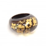 Louis Vuitton Inclusion Gold & Brown Resin Monogram and Swarovski Ring