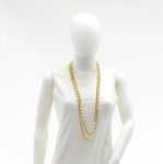 Vintage Chanel Imitation Baroque Pearl &  Gold-tone Double Chain Necklace
