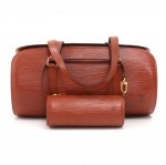 Vintage Louis Vuitton Soufflot Brown Epi Leather Handbag + Pouch