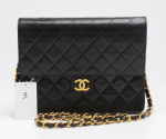 P-3 Chanel 8.5" Classic Black Quilted Leather Shoulder Flap Bag