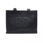 Vintage Chanel Jumbo XLarge Black Caviar Leather Tote Bag