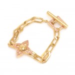 Louis Vuitton Monogram Idylle Pink Crystal Gold Square Chain Bracelet