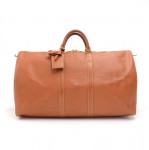 Vintage Louis Vuitton Keepall 55 Brown Cipango Gold Epi Leather Duffle Travel Bag