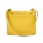 Chanel Yellow Lambskin Leather Logo Shoulder Bag
