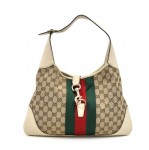 Gucci Jackie Original GG Canvas & Off White Leather Shoulder Bag