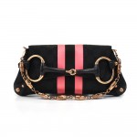Gucci Black GG Canvas Horsebit Black & Pink Web 2Way Clutch Shoulder Bag