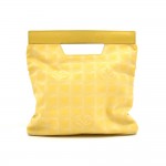 Chanel Yellow Jacquard Nylon Travel Line Flat Cut Out Handle Handbag