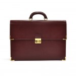Vintage Cartier Burgundy Calfskin Leather Briefcase- Must de Cartier Line