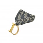 Christian Dior Navy Monogram Logo Saddle Bag Shaped Key Ring