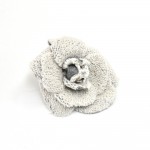 Vintage Chanel White & Gray Wool Knit Camellia Flower Brooch Pin