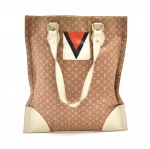 Louis Vuitton Sac Plat Tanger Brown Mini Lin Monogram Canvas Tote Handbag