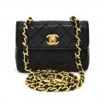 Chanel Mini  Black Quilted LambskinLeather Shoulder Flap Bag