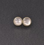 Chanel Silver Tone Round Pierced Earrings CC Logo