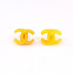 Chanel Yellow Plastic CC Logo Earrings