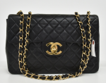 T-12 Chanel 13inch Maxi Jumbo Black Quilted Leather Shoulder Flap Bag