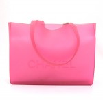 Chanel Pink Rubber Large Shoulder Tote Bag CC