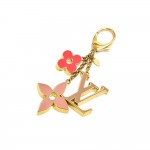 Louis Vuitton Fleur de Monogram Enamel Pink Gold Tone Key Chain / Bag Charm