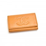 Chanel Orange Caviar Leather CC Logo Key Case