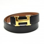 Vintage Hermes Constance Black & Brown Reversible Belt 32 mm-Size 65