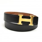 Vintage Hermes Constance Black & Brown Reversible Belt 32 mm-Size 60