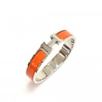 Hermes Clic Clac H Orange Enamel & Palladium Bracelet Bangle PM