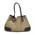 Gucci Princy Line Beige GG Canvas & Brown Leather Ribbon Tote Bag