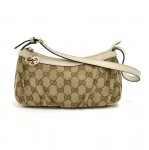 Gucci Beige GG Canvas & White Leather Small Shoulder Bag