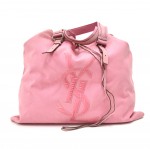 Saint Laurent Kahala Pink Canvas & Velvet YSL Logo Tote Bag