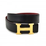 Vintage Hermes Constance Black & Red Reversible Belt 32 mm-Size 75