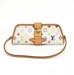 Louis Vuitton Shirley White Multicolor Monogram Canvas Clutch Shoulder Bag