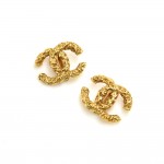 Vintage Chanel Etruscan Style Textured Gold -tone CC Logo Earrings