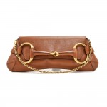 Gucci Horsebit Caramel Brown Leather Shoulder Clutch Bag