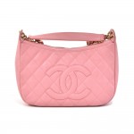 Chanel Timeless Pink Quilted Caviar Leather CC Logo Chain Hobo Bag