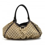 Gucci Beige GG Original Canvas D-Ring Hobo Bag