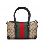 Gucci GG Original Canvas Wide Striped Web Small Boston Bag