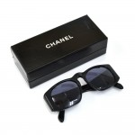 Vintage Chanel 0004 10 Bracket Shaped Black with Gold Logo Sunglasses- 1980s