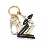 Louis Vuitton LV Twist Black & Gold Logo Bag Charm / Keychain