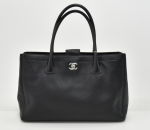 Y2- 22 Chanel Cerf Black Caviar Leather Tote Bag