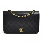 Vintage Chanel Classic Black Quilted Lambskin Leather Flap Bag