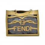 Fendi Zucca Logo Black Mesh x Coated Canvas Tote Bag
