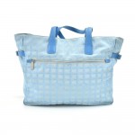 Chanel Travel Line Light Blue Jacquard Nylon XL Tote Bag