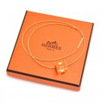 Hermes Cage'd H Orange Enamel and Gold Plated Necklace